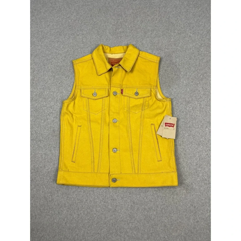 Levis Denim Vest Girls L 12-13 yrs Yellow Sleeveless Button Up Cowgirl NWT